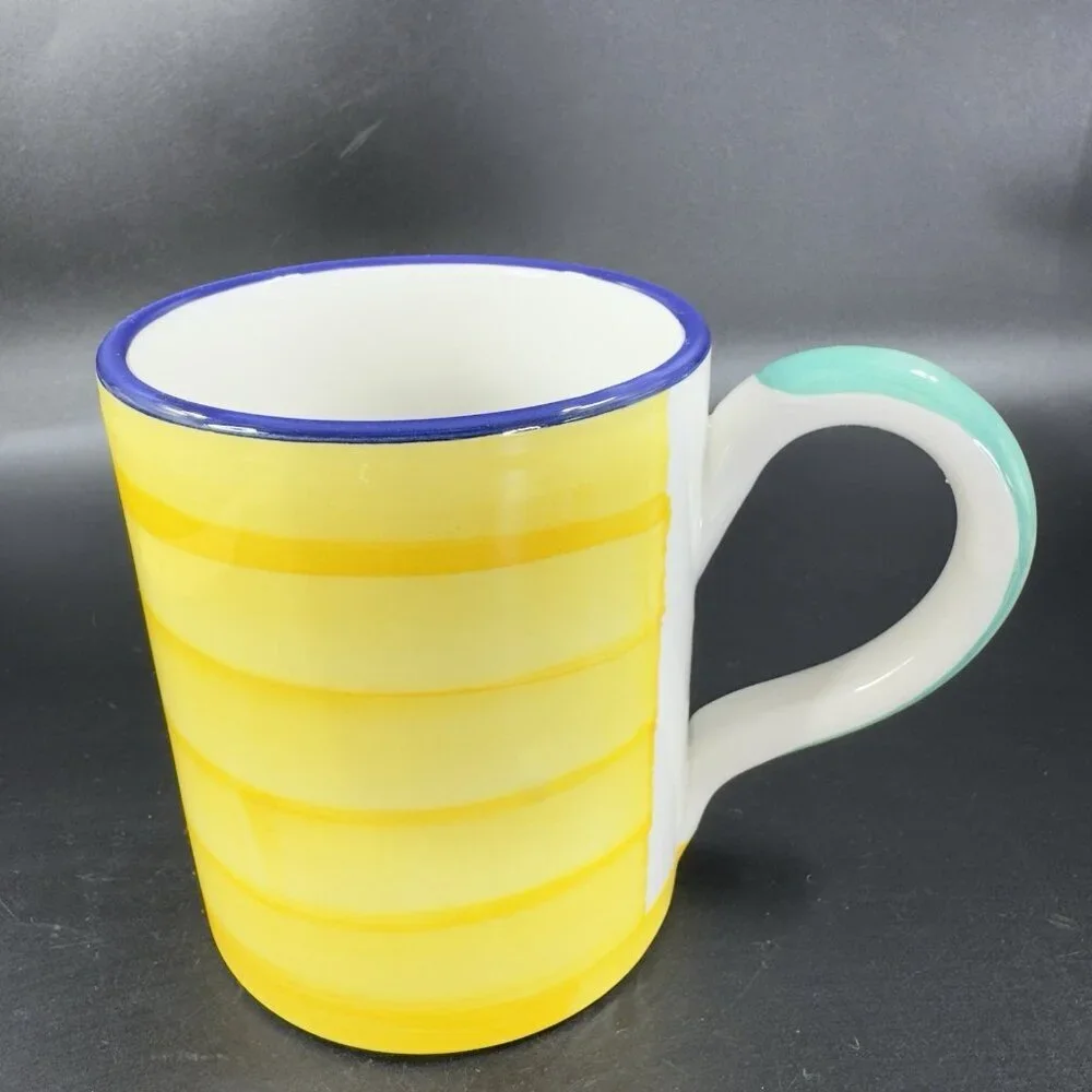 Vintage Pier 1 Ceramic Coffee Mug Cup Made In Italy Multicolor Mug Cup‎ Italian